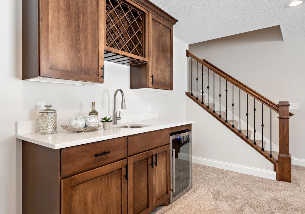 Walnut wet bar — Bars & Basements