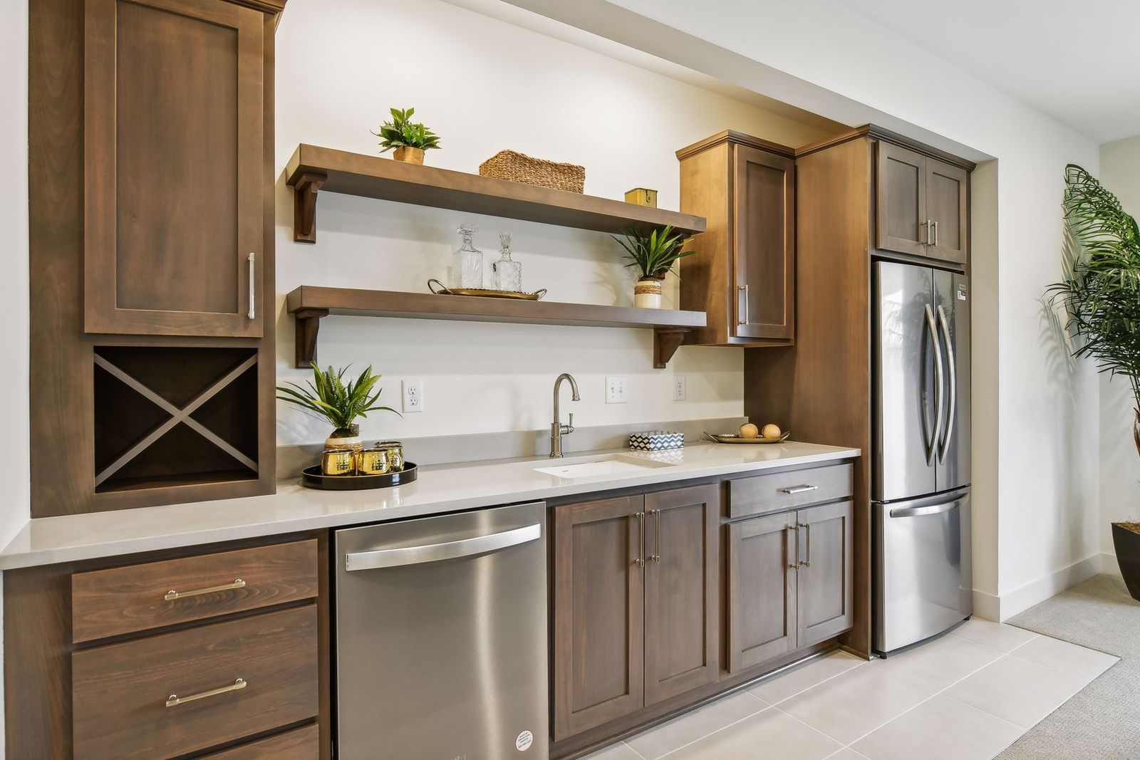 Walnut entertainer's bar — Bars & Basements