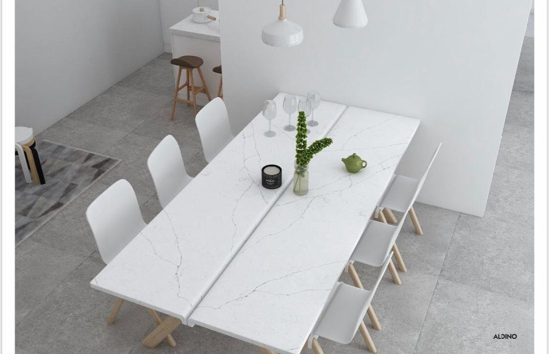 Aldino quartz countertops installed in a home