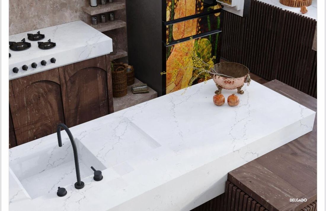 Delgado quartz countertops installed in a home