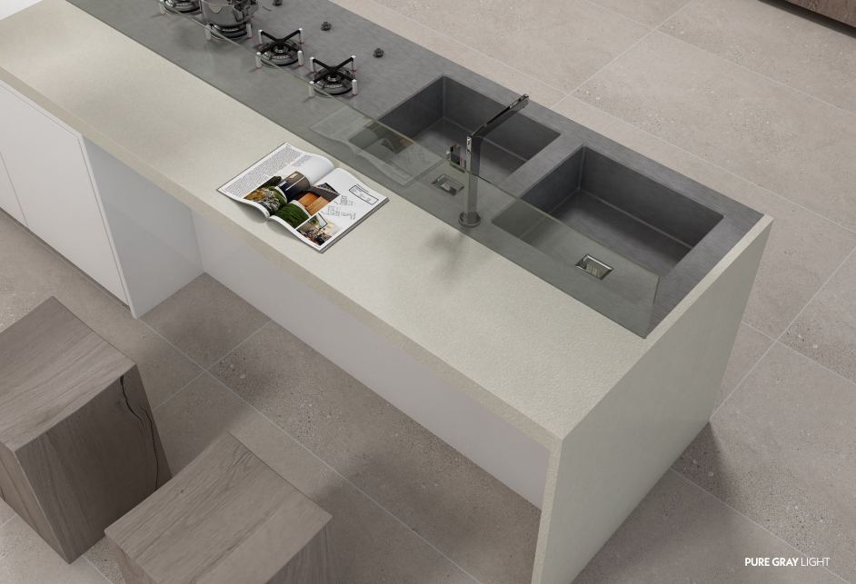 Pure Gray Light quartz countertops installed in a home