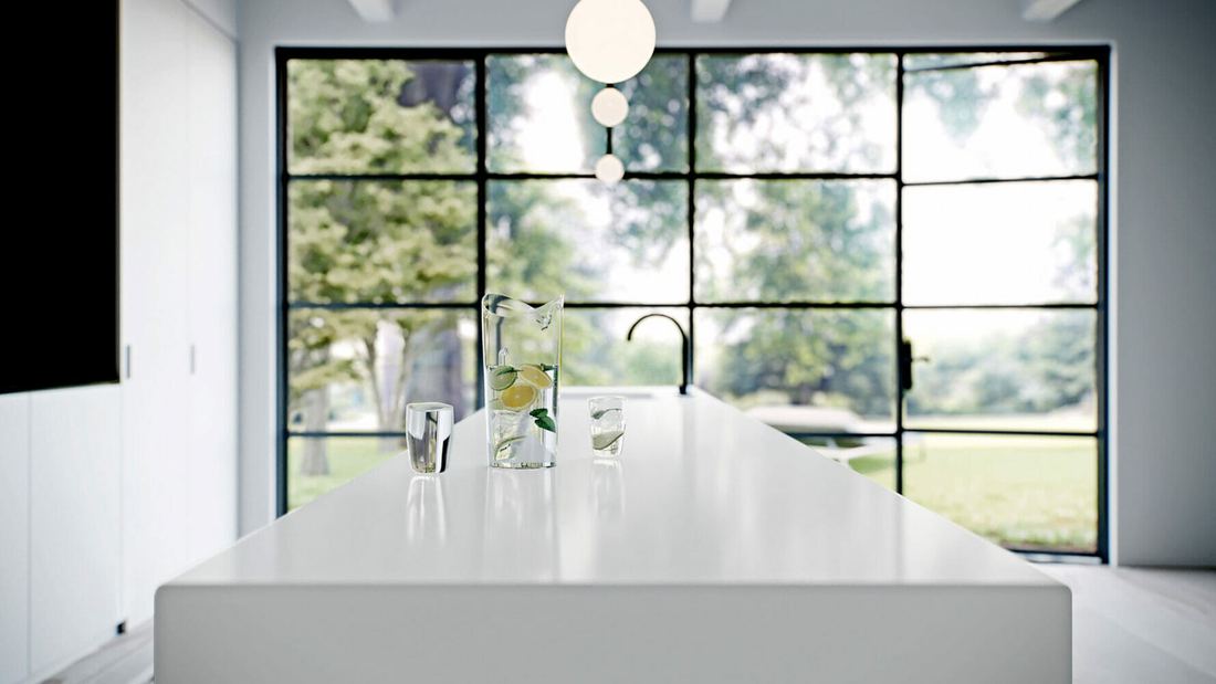 1111 Vivid White quartz countertops installed in a home