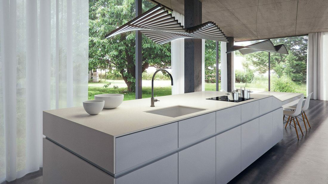 4001 Fresh Concrete quartz countertops installed in a home