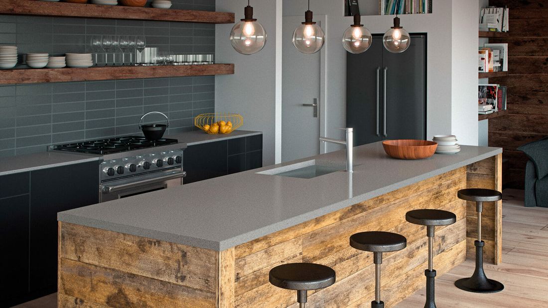 4003 Sleek Concrete quartz countertops installed in a home