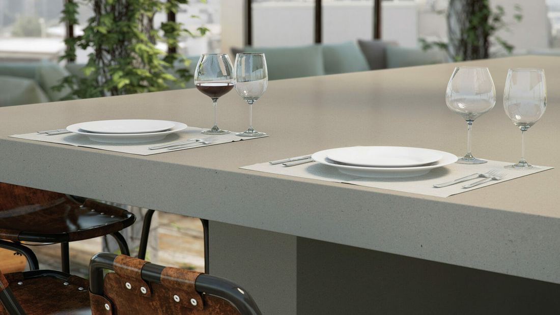 4004 Raw Concrete quartz countertops installed in a home