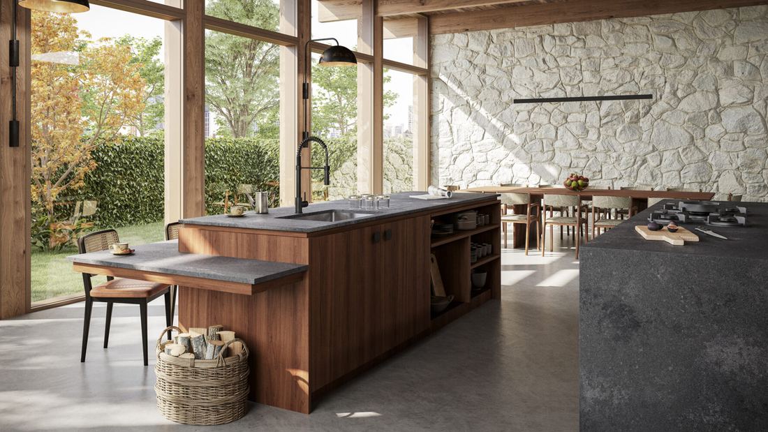 4033 Rugged Concrete quartz countertops installed in a home