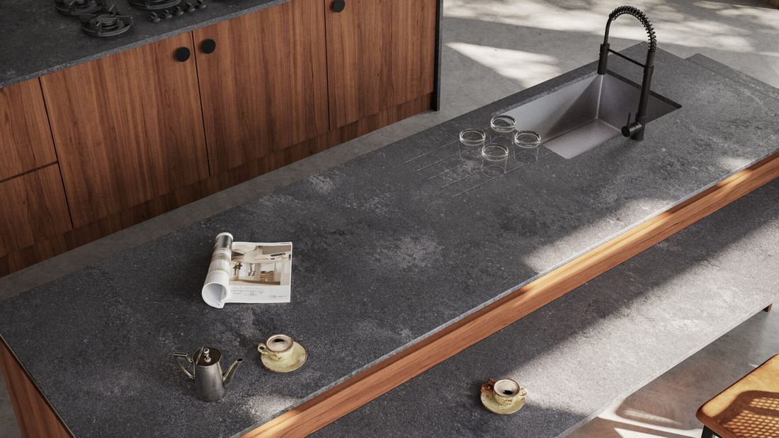 4033 Rugged Concrete quartz countertops installed in a home