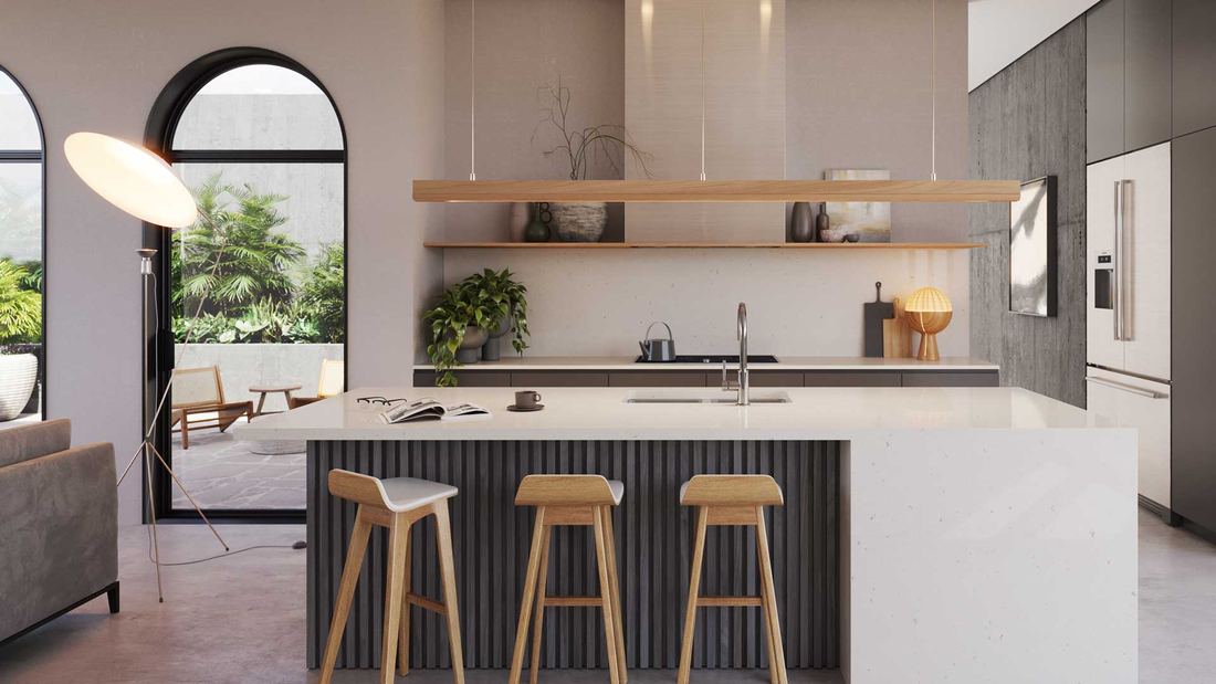 4141 Misty Carrera quartz countertops installed in a home