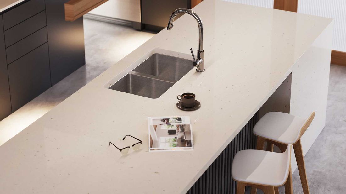 4141 Misty Carrera quartz countertops installed in a home