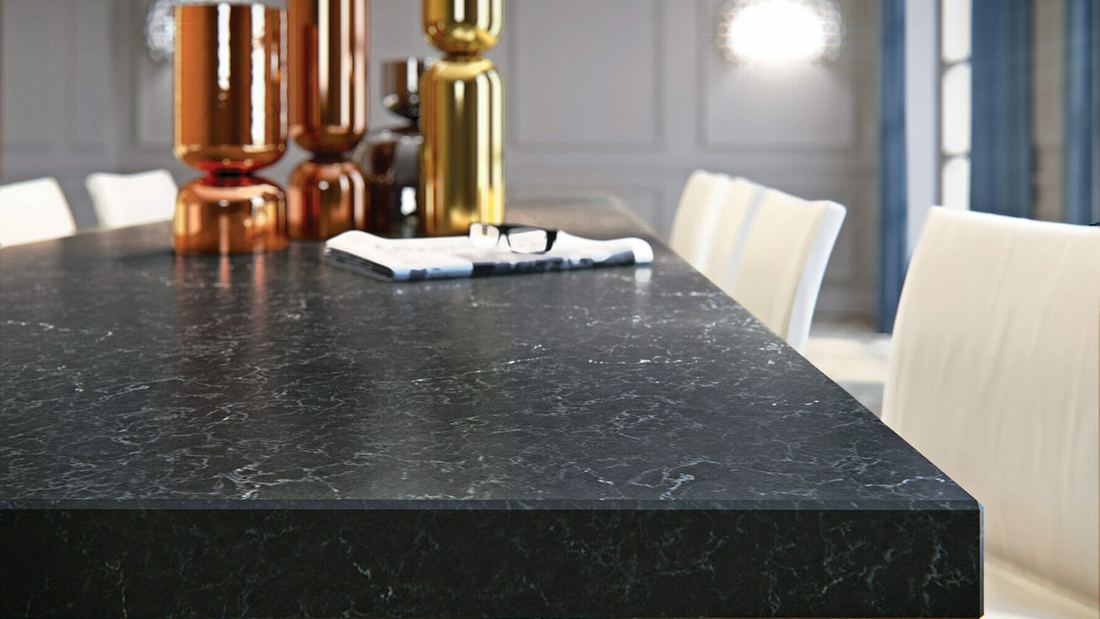 5003 Piatra Grey quartz countertops installed in a home