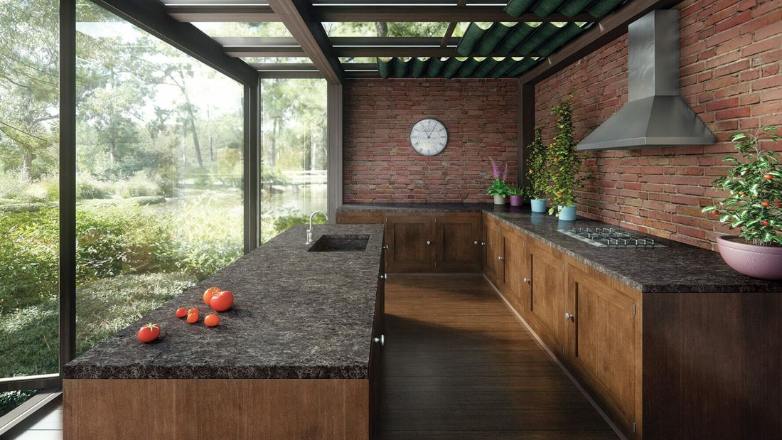 6003 Coastal Grey quartz countertops installed in a home