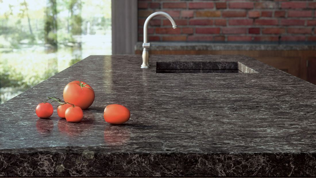 6003 Coastal Grey quartz countertops installed in a home