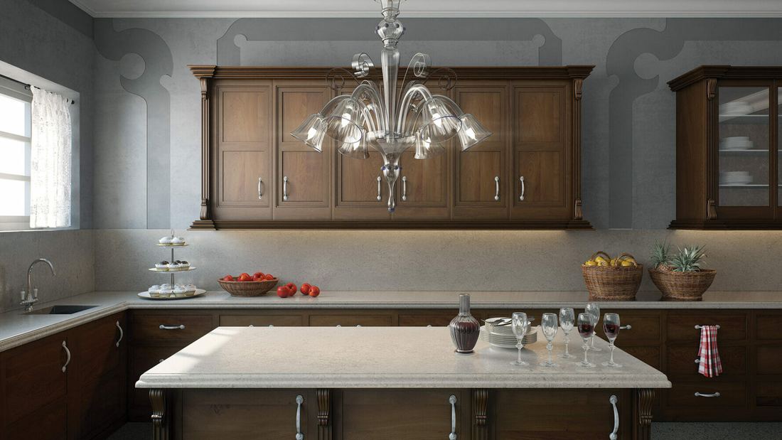 6131 Bianco Drift quartz countertops installed in a home