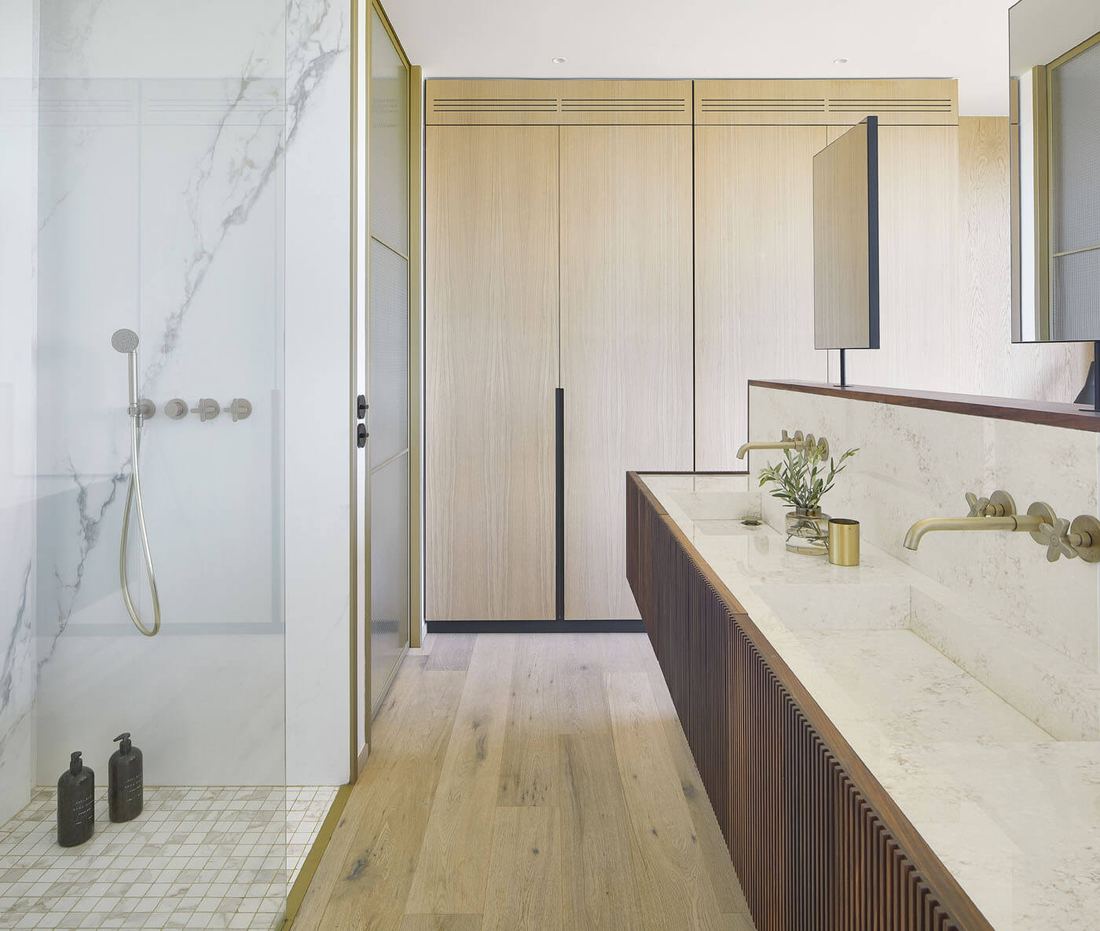 Beige Royale quartz countertops installed in a home