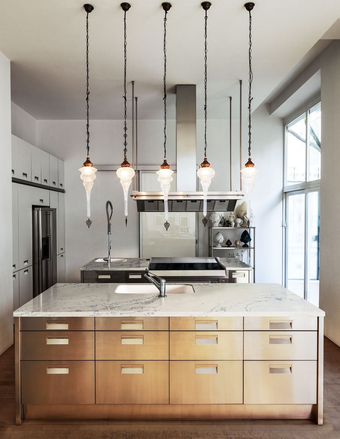 Bianco Dolomite quartz countertops installed in a home