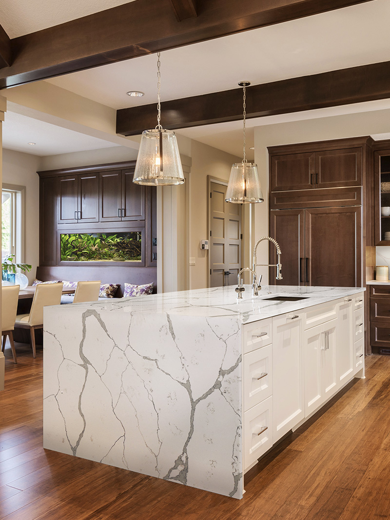 Calacatta Natura quartz countertops installed in a home