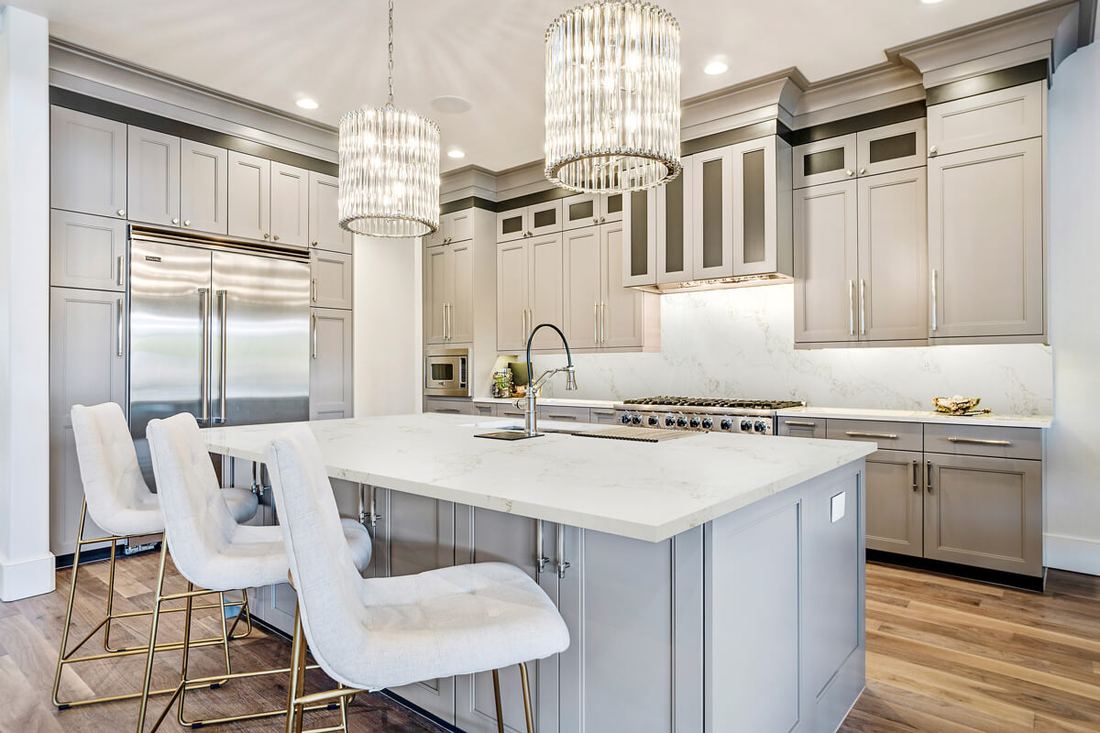Calacatta Villa quartz countertops installed in a home