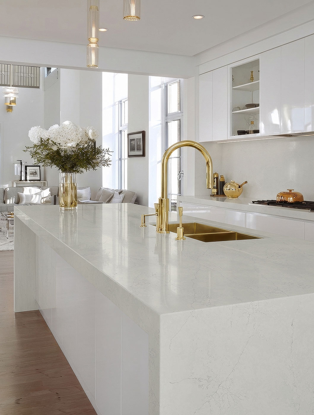 Coastal Haze quartz countertops installed in a home