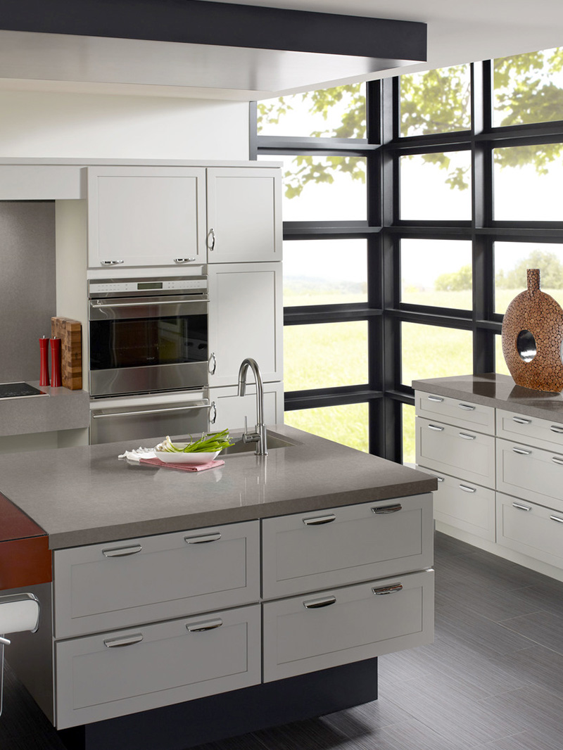 Dove Grey quartz countertops installed in a home