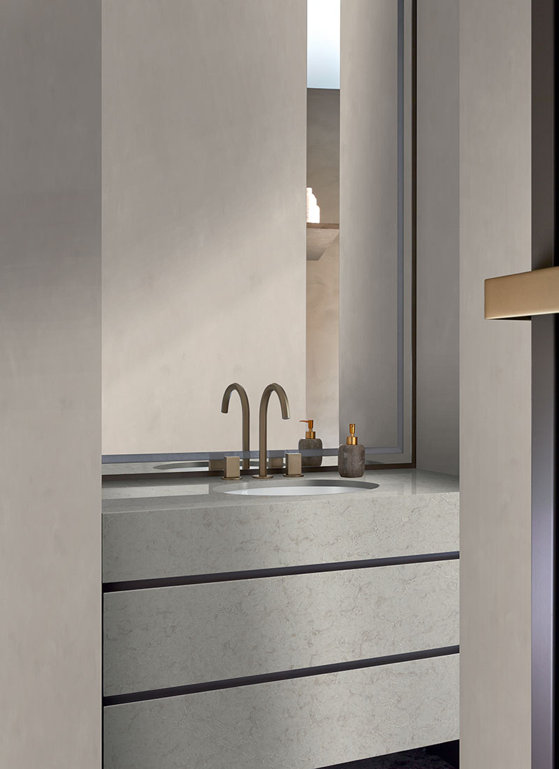 Geo Grigio quartz countertops installed in a home