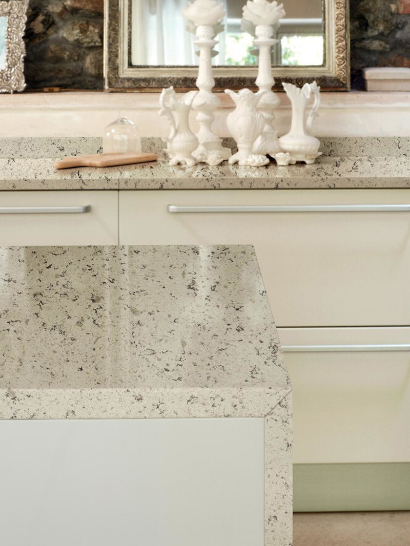 Pearl Stone quartz countertops installed in a home