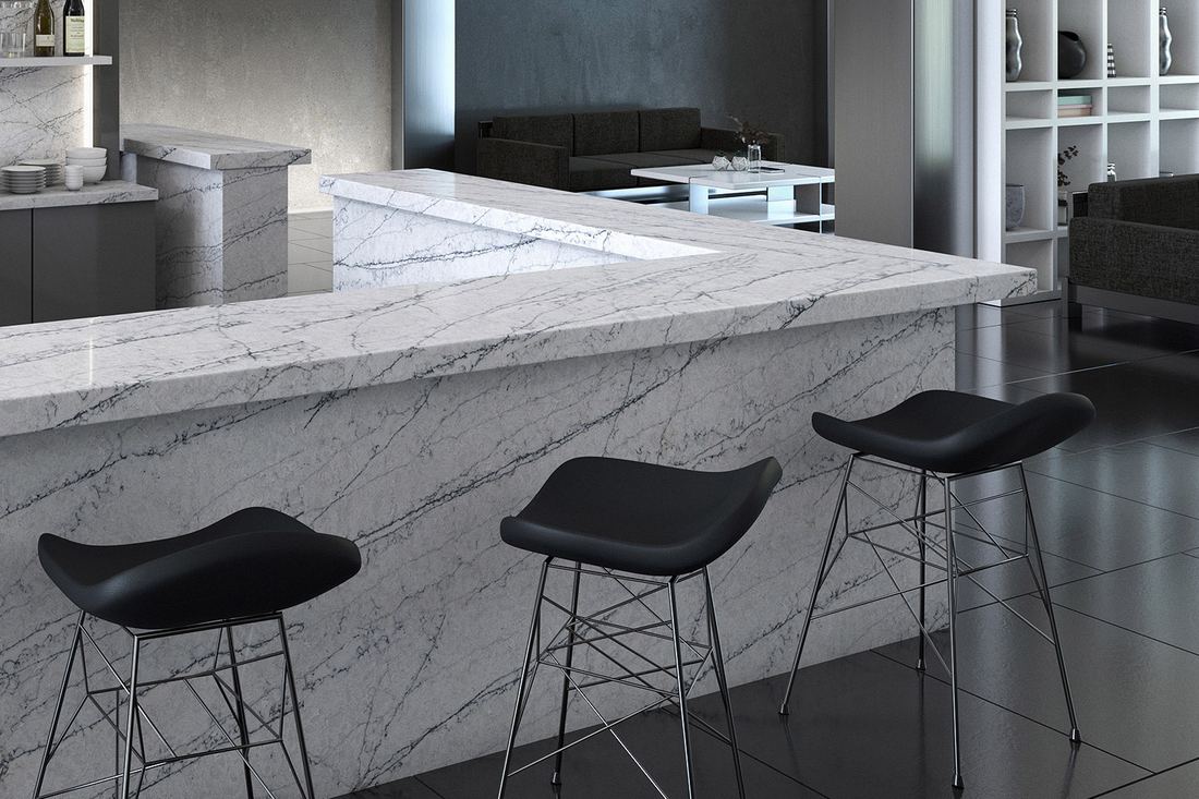 Smoked Quartzite quartz countertops installed in a home