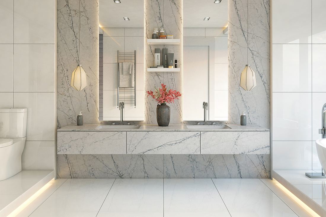 Smoked Quartzite quartz countertops installed in a home