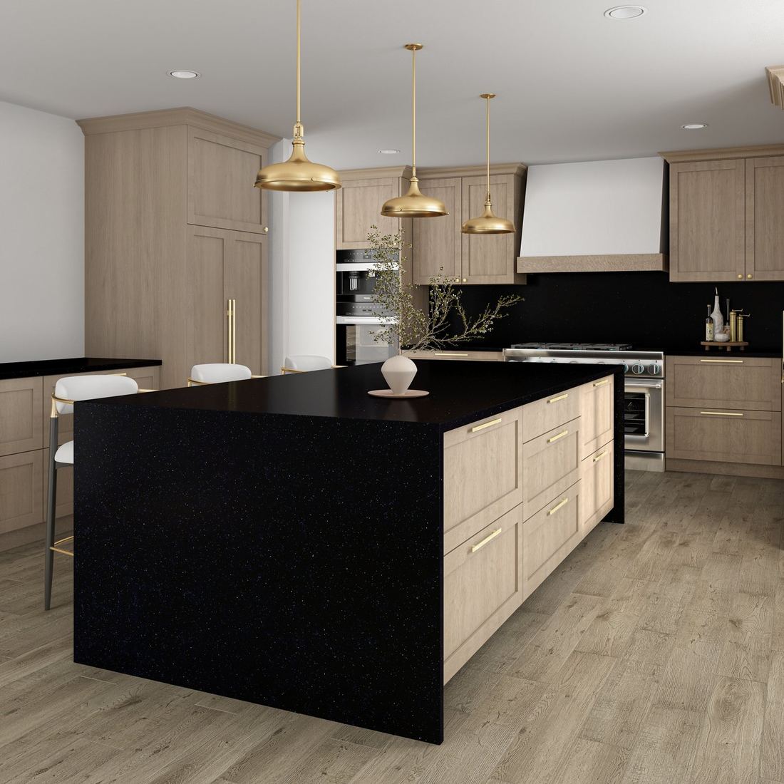 Acadia Black quartz countertops installed in a home