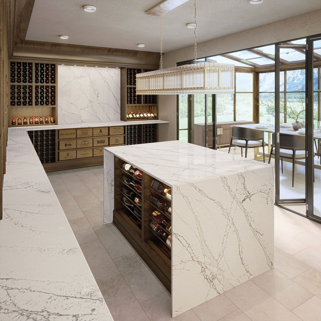 Calacatta Cathedral quartz countertops installed in a home