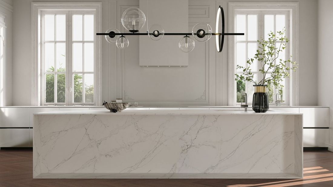 Calacatta Cathedral quartz countertops installed in a home