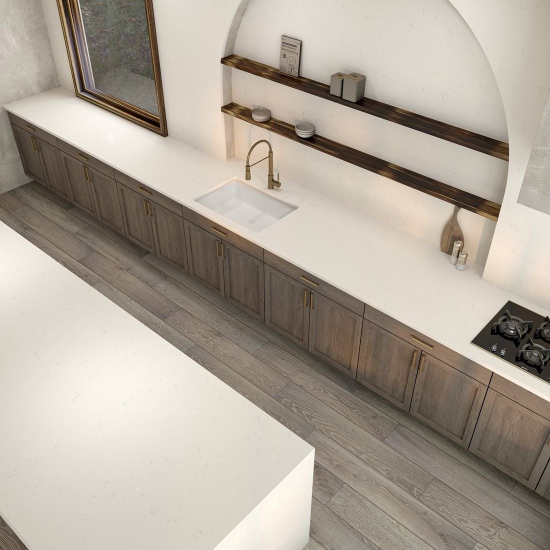 Carrara Pisa quartz countertops installed in a home