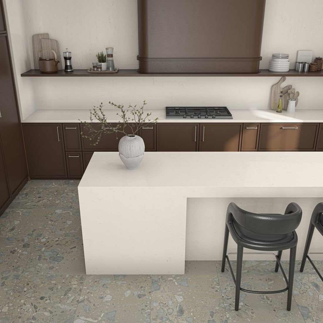 Carrara Pisa quartz countertops installed in a home