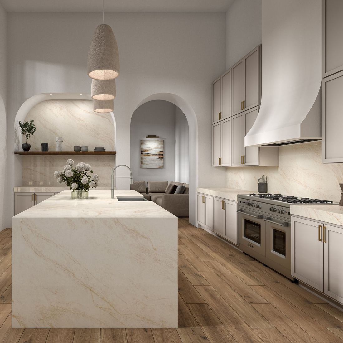 Taj Castella quartz countertops installed in a home