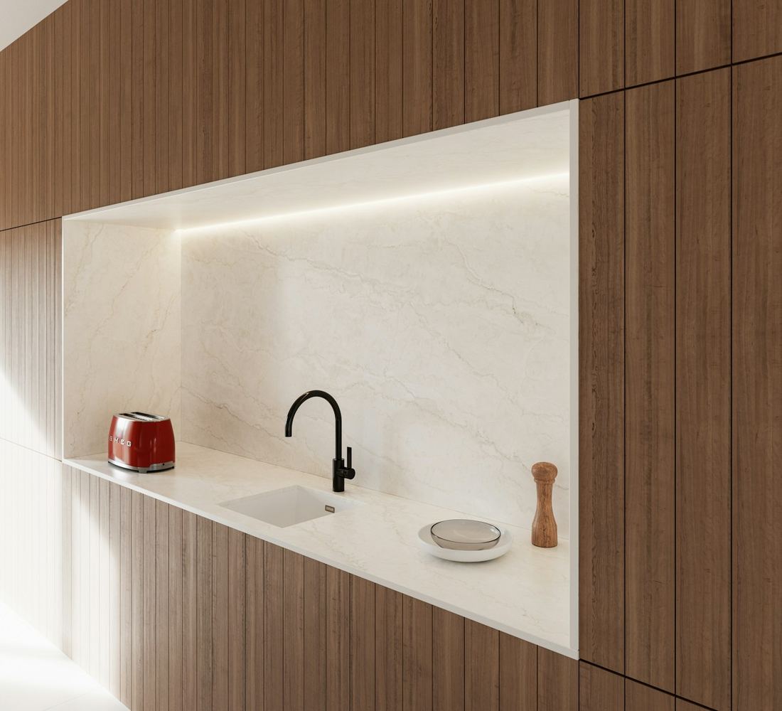 Thala dekton countertops installed in a home