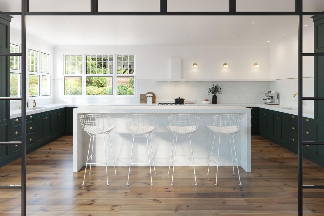 Calacatta Mont quartz countertops installed in a home