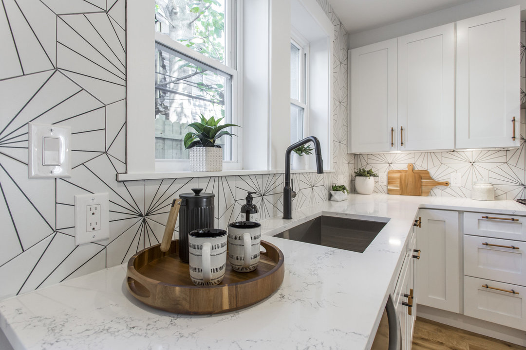 Chantilly quartz countertops installed in a home