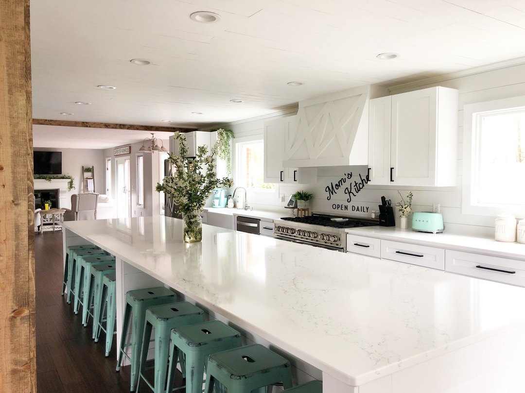 Chantilly quartz countertops installed in a home