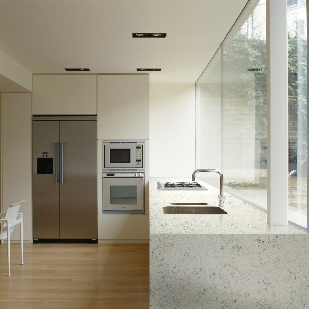 Italian Waves quartz countertops installed in a home