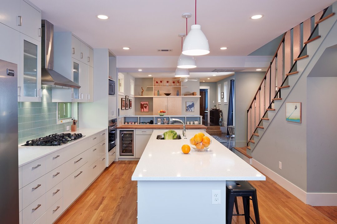 Specchio White quartz countertops installed in a home