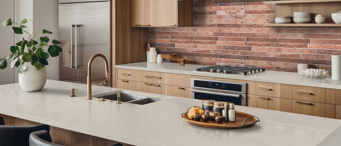 Aruca White quartz countertops installed in a home