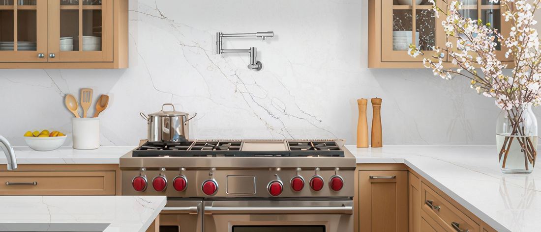 Calacatta Abezzo quartz countertops installed in a home