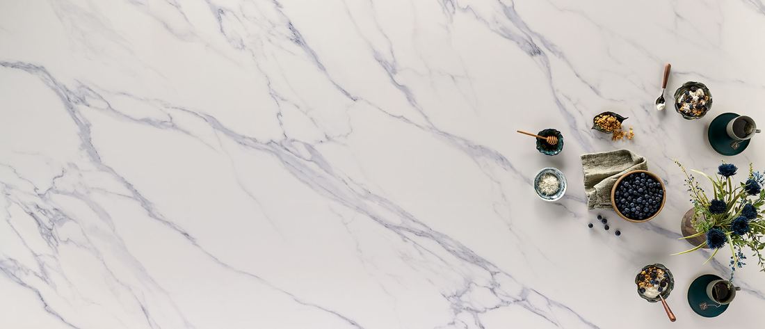 Calacatta Anava quartz countertops installed in a home