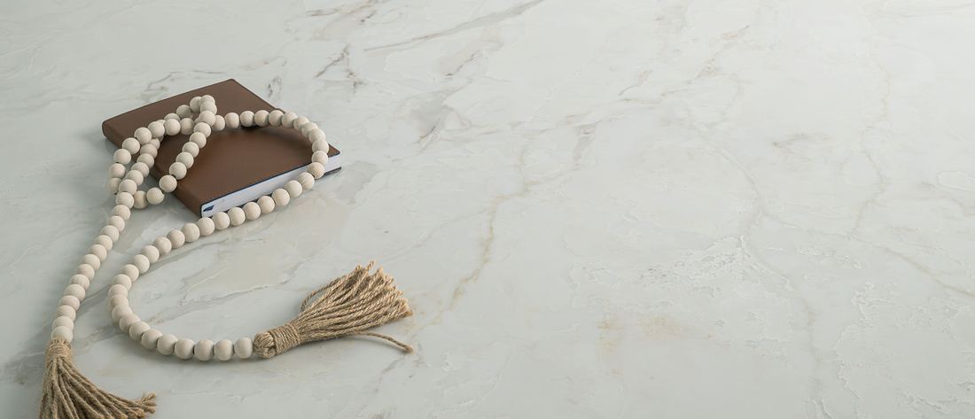 Calacatta Aravine quartz countertops installed in a home