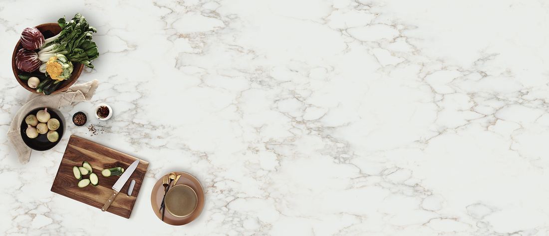 Calacatta Cinela quartz countertops installed in a home
