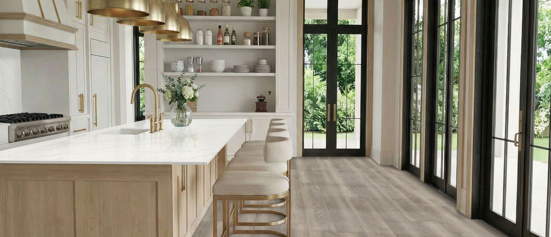 Calacatta Elysio quartz countertops installed in a home