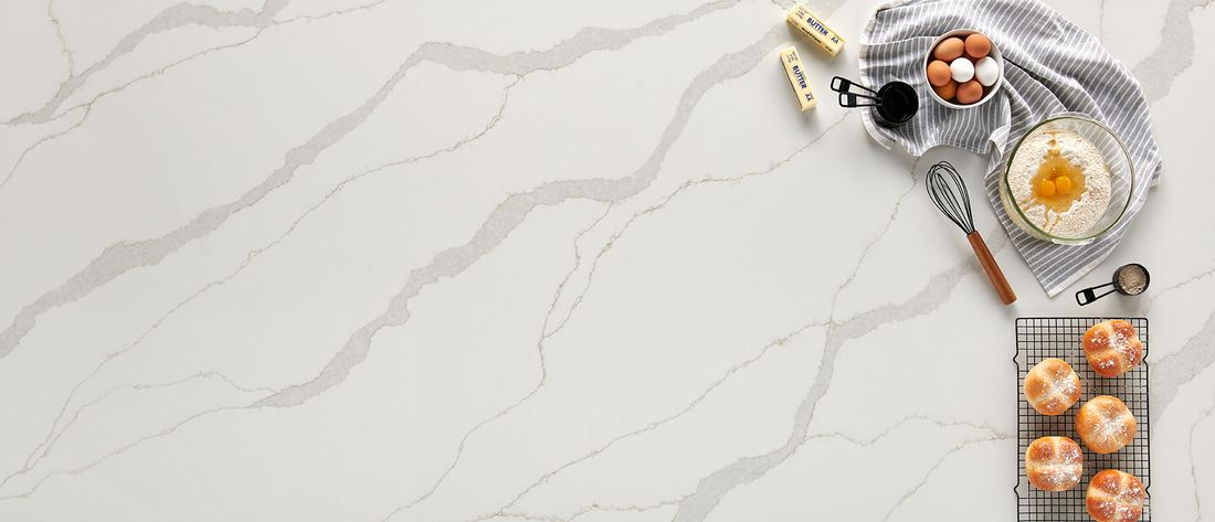 Calacatta Idillio quartz countertops installed in a home