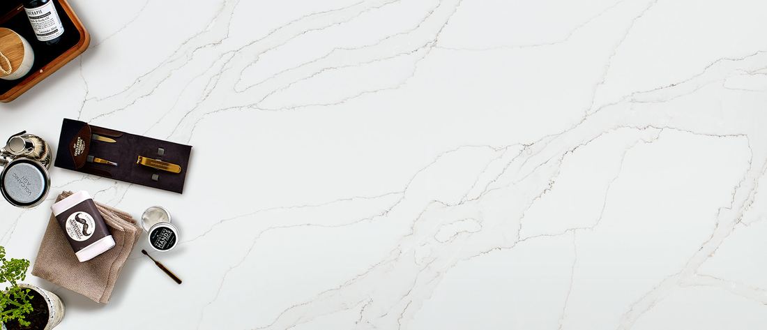Calacatta Izaro quartz countertops installed in a home