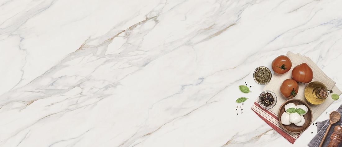 Calacatta Lapiza quartz countertops installed in a home