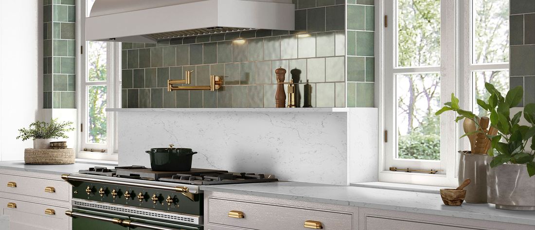 Calacatta Lavasa quartz countertops installed in a home