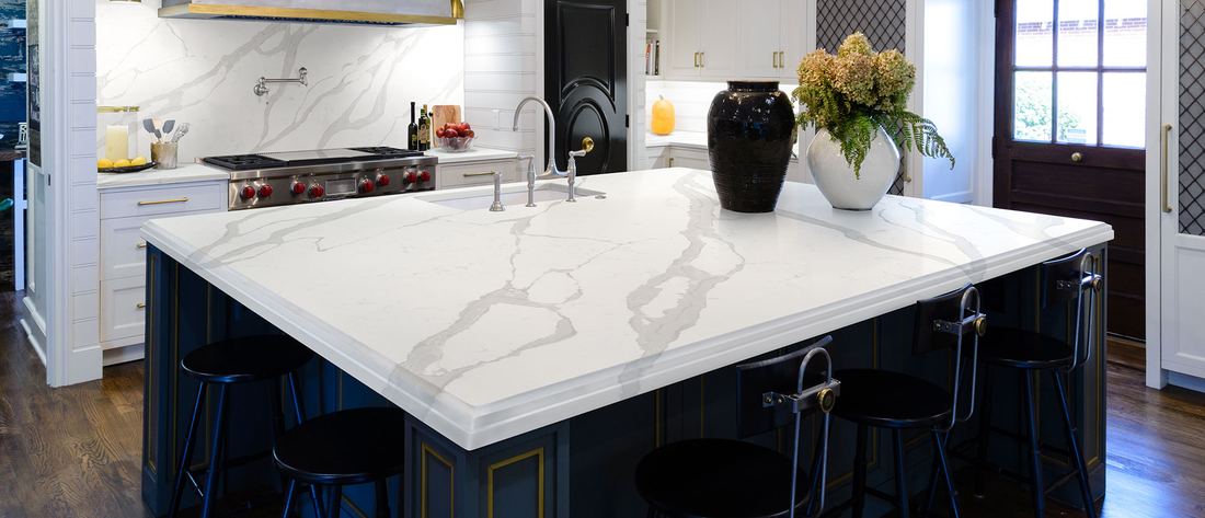 Calacatta Luccia quartz countertops installed in a home